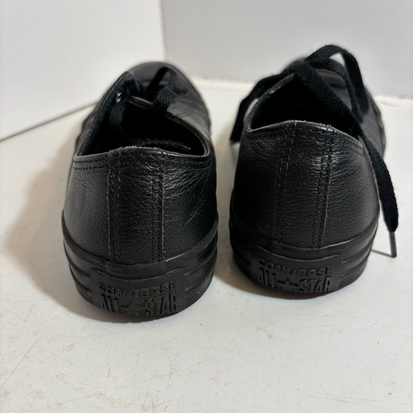 Converse all star black leather low top lace up shoes in size 7 women’s - Picture 6 of 12